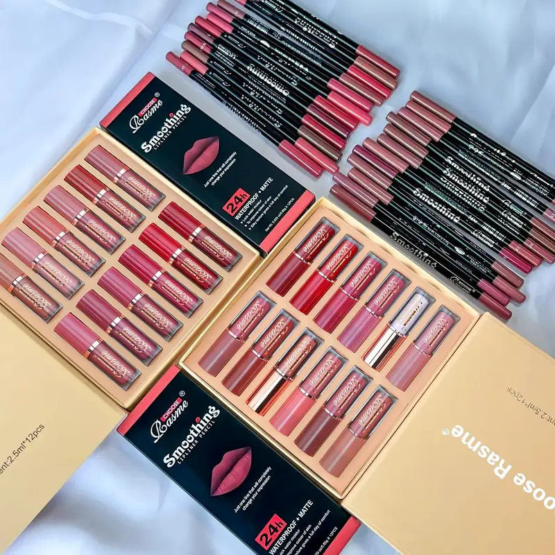 Matte Lip Color & Lip Liner Kit — 24pcs + 24pcs