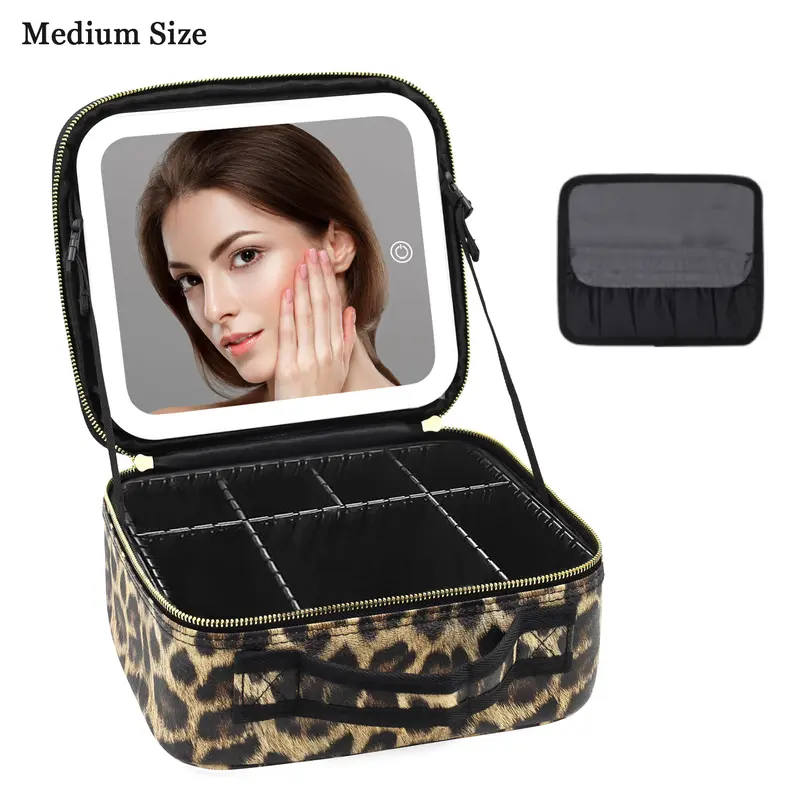 Luxe Travel Makeup Bag with LED Mirror — Adjustable Dividers